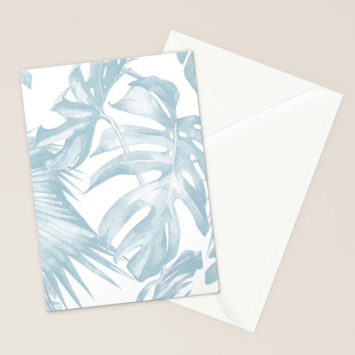 Blue Tropical Palm Leaves Print Stationery Card Gallery Image 2