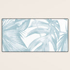Blue Tropical Palm Leaves Print Desk Mat Gallery Image 3