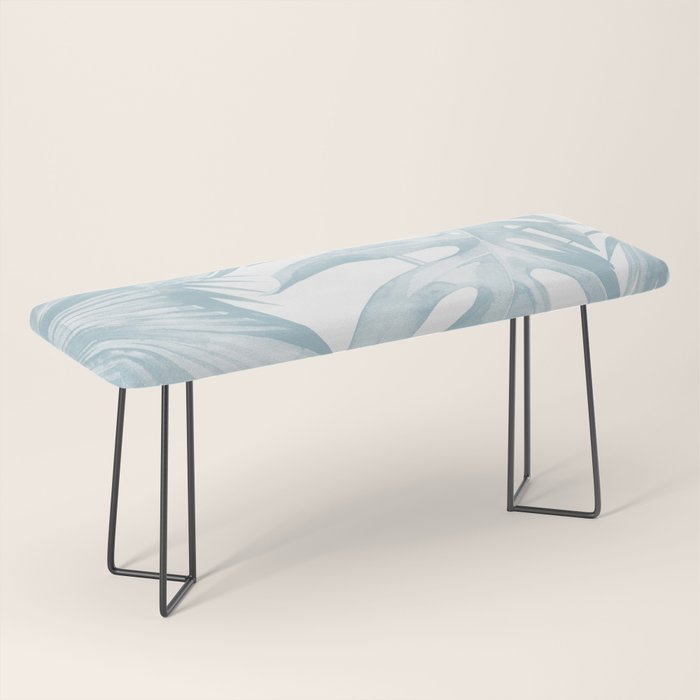 Blue Tropical Palm Leaves Print Bench Gallery Image 1