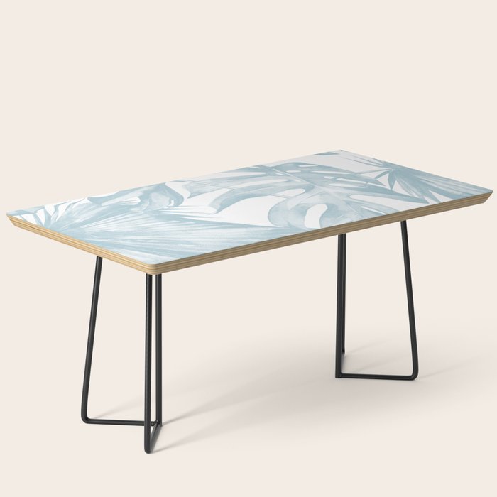 Blue Tropical Palm Leaves Print Coffee Table Gallery Image 1