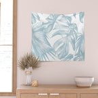 Blue Tropical Palm Leaves Print Wall Tapestry Gallery Image 2