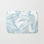 Blue Tropical Palm Leaves Print Bath Mat Gallery Image 1