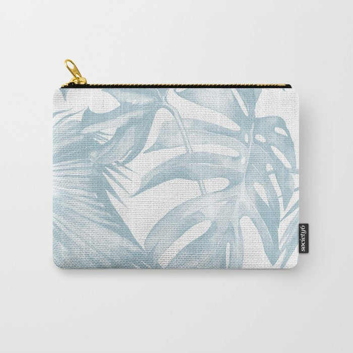 Blue Tropical Palm Leaves Print Carry All Pouch Gallery Image 1