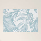 Blue Tropical Palm Leaves Print Welcome Mat Gallery Image 1