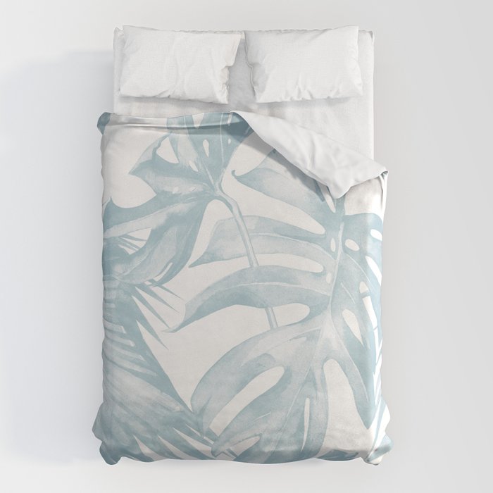 Blue Tropical Palm Leaves Print Duvet Cover Gallery Image 6