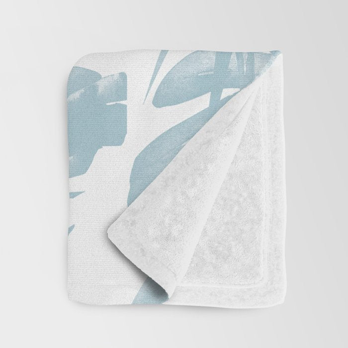 Blue Tropical Palm Leaves Print Throw Blanket Gallery Image 3
