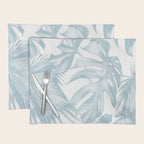 Blue Tropical Palm Leaves Print Placemat Gallery Image 1
