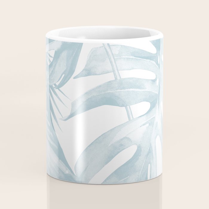 Blue Tropical Palm Leaves Print Coffee Mug Gallery Image 4