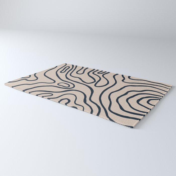 Topographic Map / Nude & Dark Blue Rug Gallery Image 3
