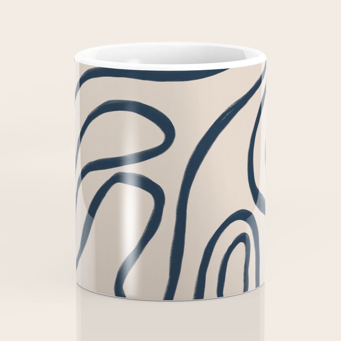 Topographic Map / Nude & Dark Blue Coffee Mug Gallery Image 4