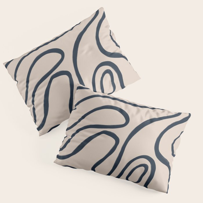 Topographic Map / Nude & Dark Blue Pillow Sham Gallery Image 3