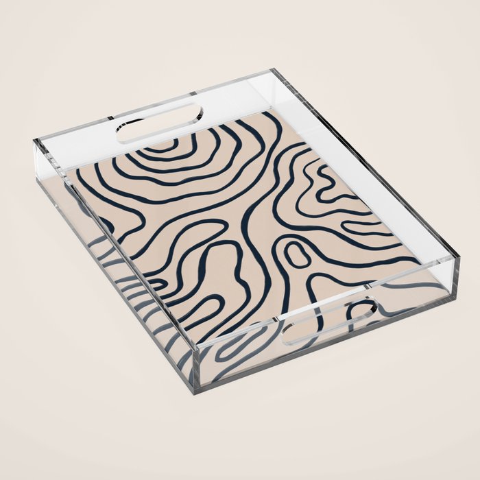 Topographic Map / Nude & Dark Blue Acrylic Tray Gallery Image 1