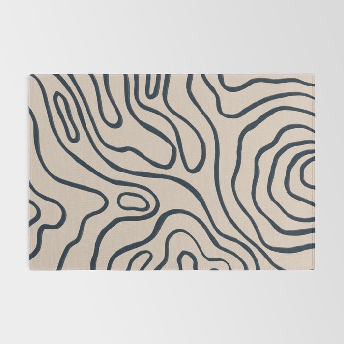 Topographic Map / Nude & Dark Blue Rug Gallery Image 2