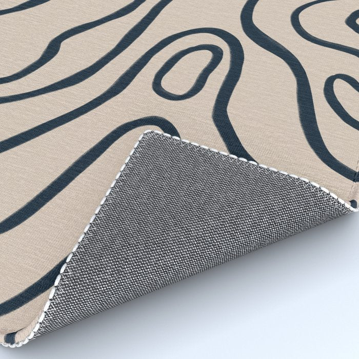 Topographic Map / Nude & Dark Blue Rug Gallery Image 4