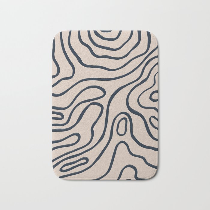 Topographic Map / Nude & Dark Blue Bath Mat Gallery Image 1
