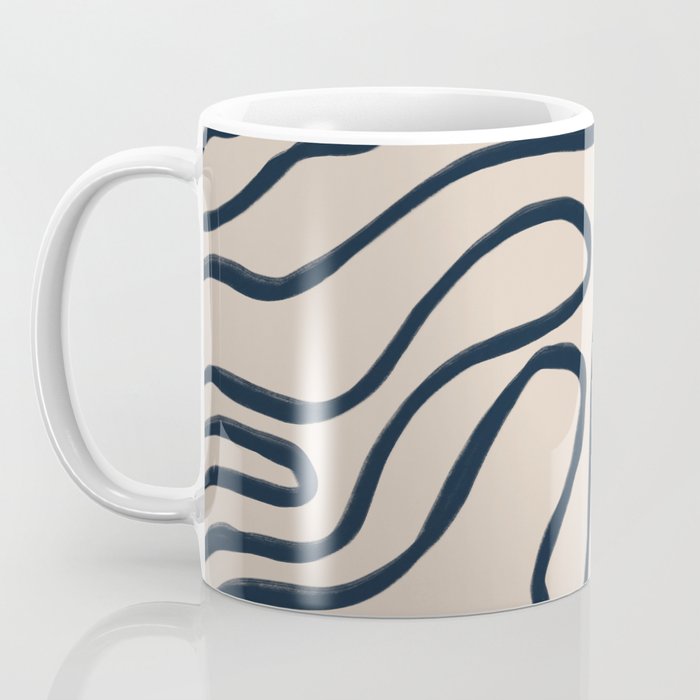 Topographic Map / Nude & Dark Blue Coffee Mug Gallery Image 3