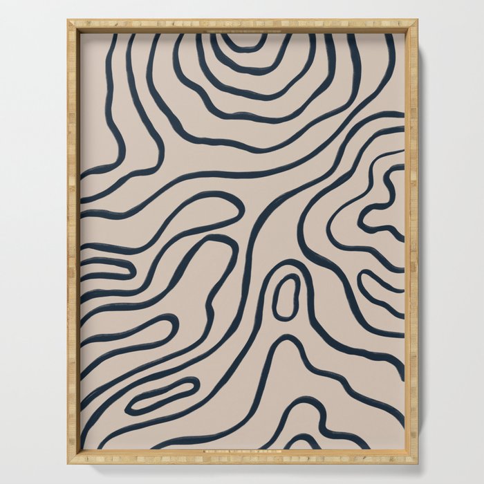 Topographic Map / Nude & Dark Blue Serving Tray Gallery Image 1