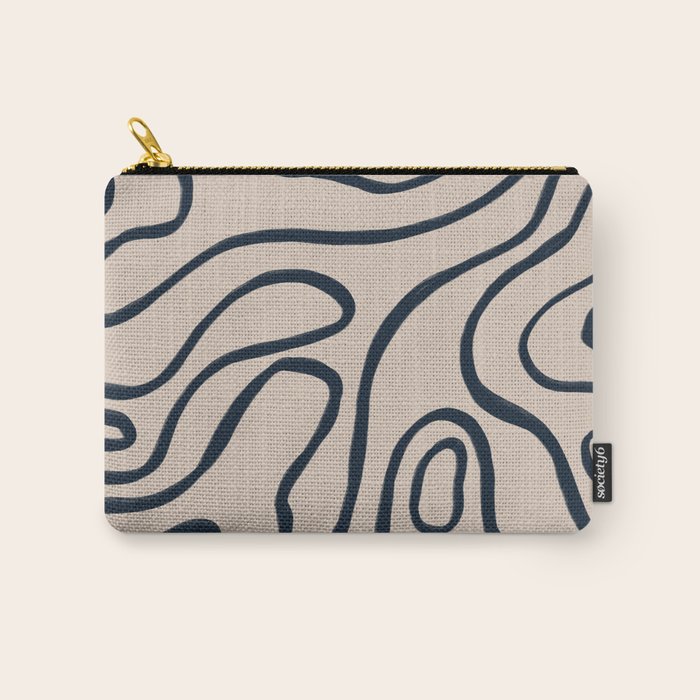 Topographic Map / Nude & Dark Blue Carry All Pouch Gallery Image 1