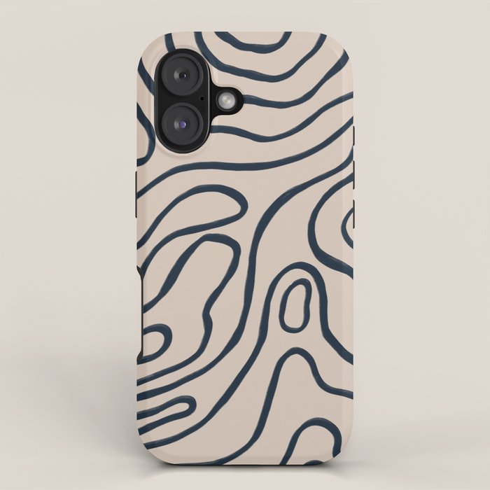 Topographic Map / Nude & Dark Blue iPhone Case Gallery Image 1