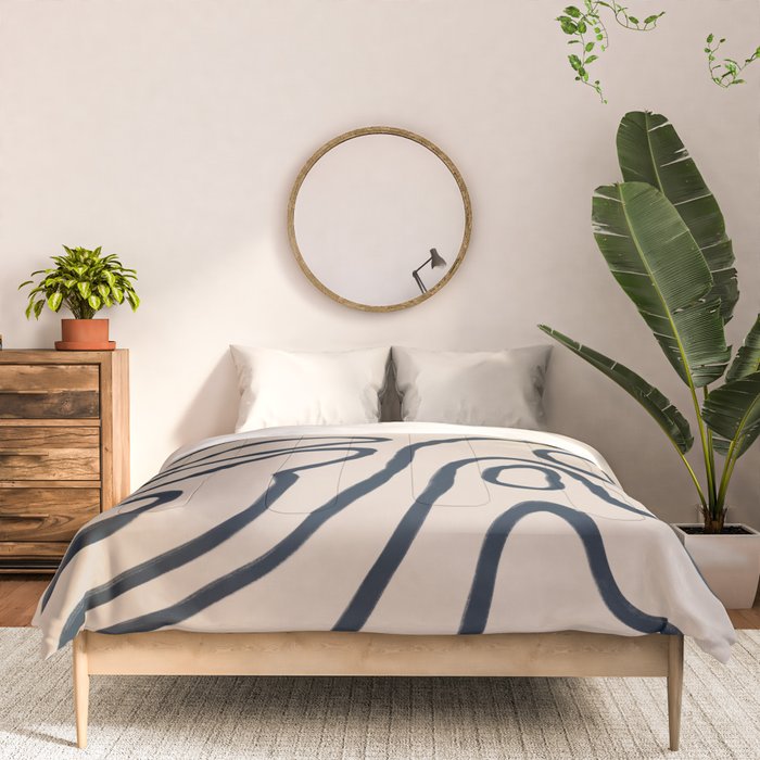 Topographic Map / Nude & Dark Blue Comforter Gallery Image 3