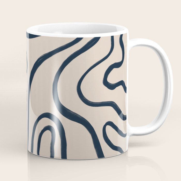 Topographic Map / Nude & Dark Blue Coffee Mug Gallery Image 1