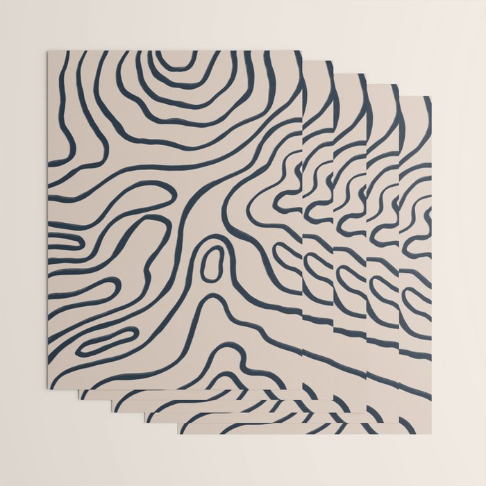 Topographic Map / Nude & Dark Blue Wrapping Paper Gallery Image 3