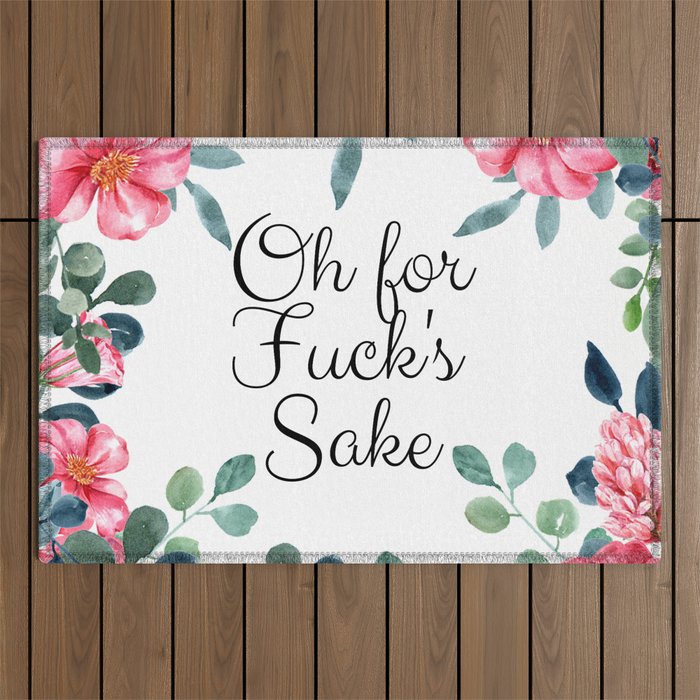 'Oh For Fuck's Sake' Pretty Sweary Floral Outdoor Rug Gallery Image 1