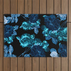 Flora temptation - moonlit blue Outdoor Rug Gallery Image 1