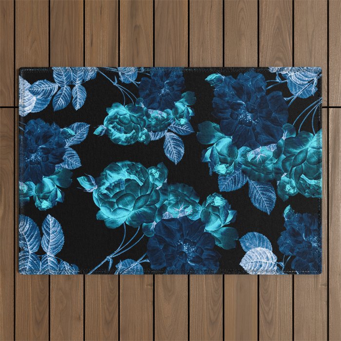 Flora temptation - moonlit blue Outdoor Rug Gallery Image 1