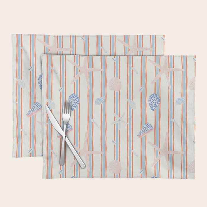 Vintage marine sea shell summer art pattern Placemat Gallery Image 1