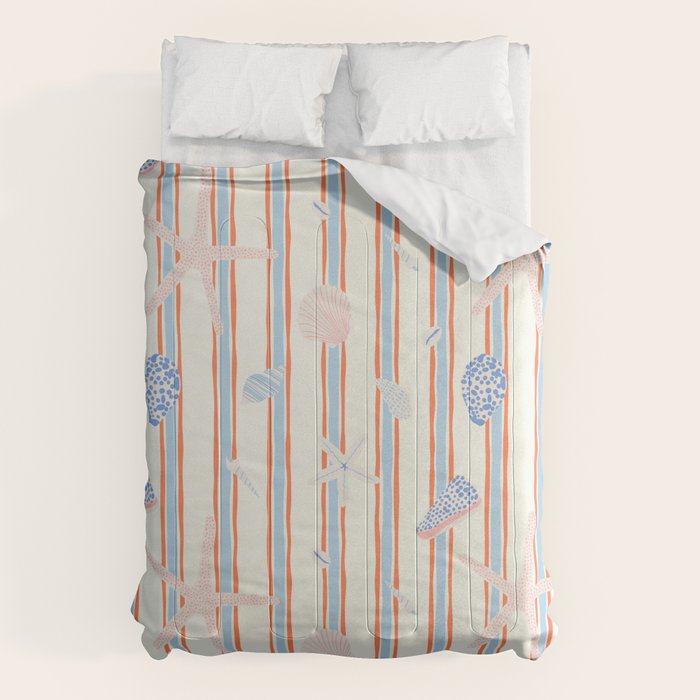 Vintage marine sea shell summer art pattern Comforter Gallery Image 1