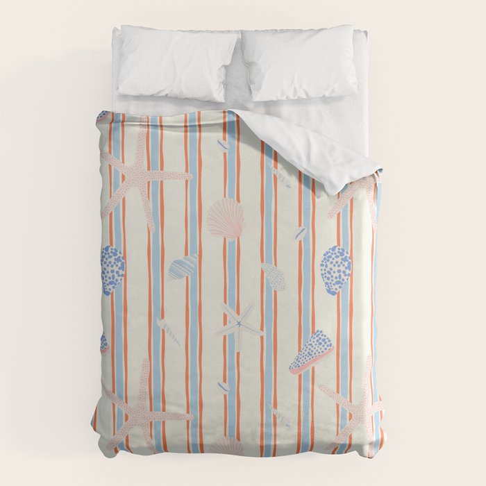 Vintage marine sea shell summer art pattern Duvet Cover Gallery Image 6