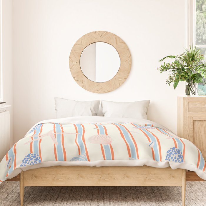 Vintage marine sea shell summer art pattern Duvet Cover Gallery Image 3