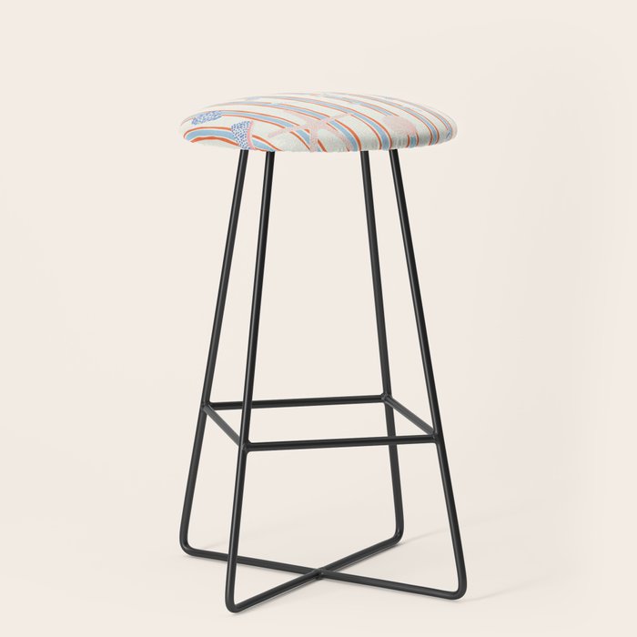 Vintage marine sea shell summer art pattern Stool Gallery Image 1