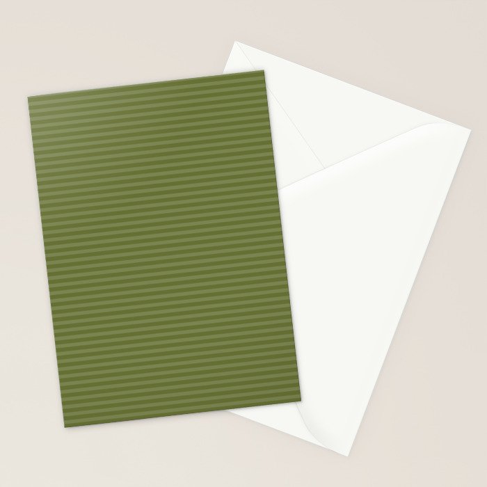 Ultra Fine Stripes Narrow Stripe Pattern in Olive Moss Green Stationery Card Gallery Image 2