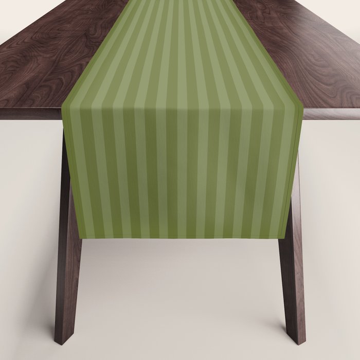 Ultra Fine Stripes Narrow Stripe Pattern in Olive Moss Green Table Runner Gallery Image 1