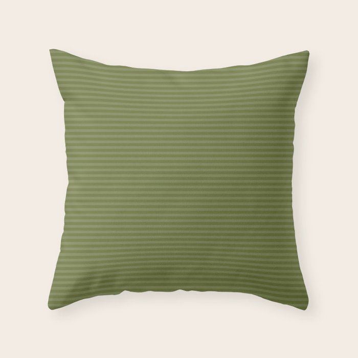 Ultra Fine Stripes Narrow Stripe Pattern in Olive Moss Green Throw Pillow Gallery Image 1