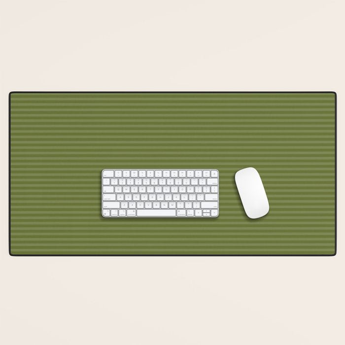 Ultra Fine Stripes Narrow Stripe Pattern in Olive Moss Green Desk Mat Gallery Image 1