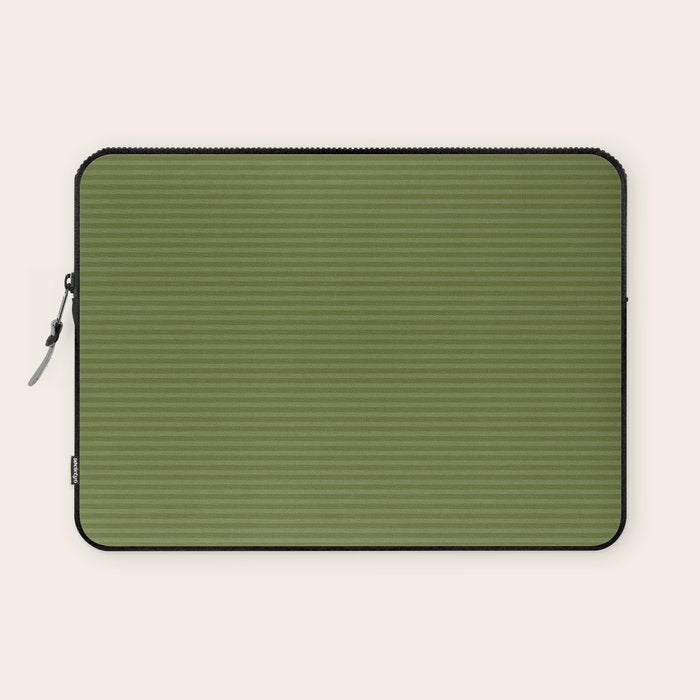 Ultra Fine Stripes Narrow Stripe Pattern in Olive Moss Green Laptop Sleeve Gallery Image 1
