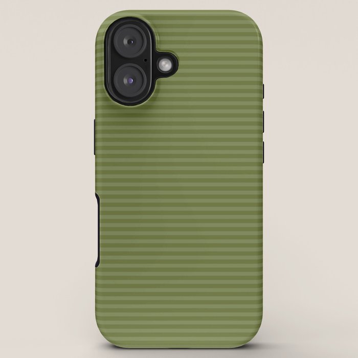 Ultra Fine Stripes Narrow Stripe Pattern in Olive Moss Green iPhone Case Gallery Image 5