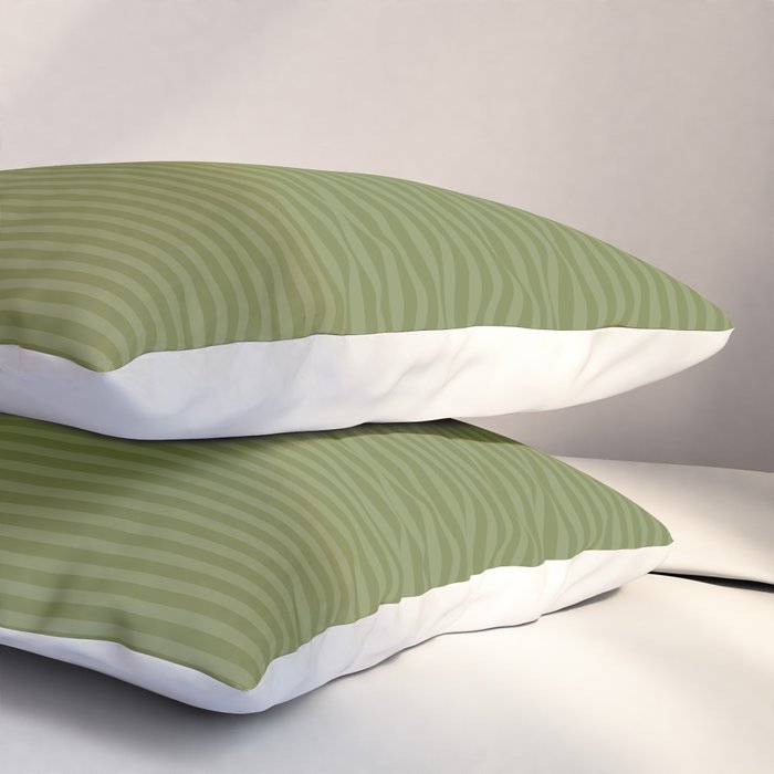 Ultra Fine Stripes Narrow Stripe Pattern in Olive Moss Green Pillow Sham Gallery Image 3