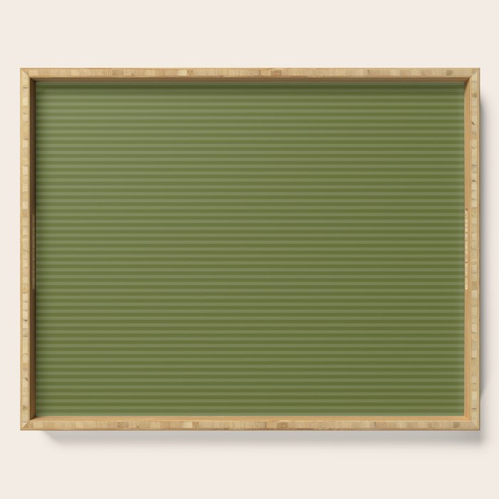 Ultra Fine Stripes Narrow Stripe Pattern in Olive Moss Green Serving Tray Gallery Image 1