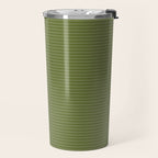 Ultra Fine Stripes Narrow Stripe Pattern in Olive Moss Green Travel Mug Gallery Image 2