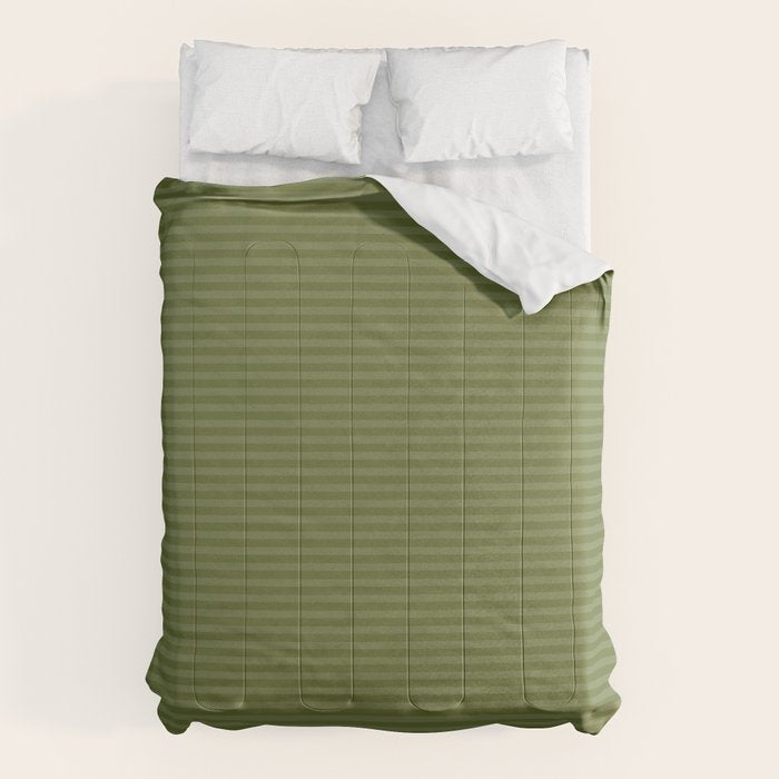 Ultra Fine Stripes Narrow Stripe Pattern in Olive Moss Green Comforter Gallery Image 6