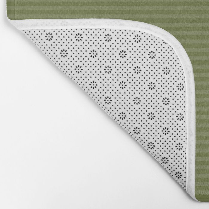 Ultra Fine Stripes Narrow Stripe Pattern in Olive Moss Green Bath Mat Gallery Image 2