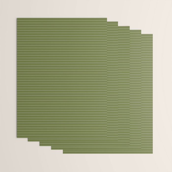 Ultra Fine Stripes Narrow Stripe Pattern in Olive Moss Green Wrapping Paper Gallery Image 3