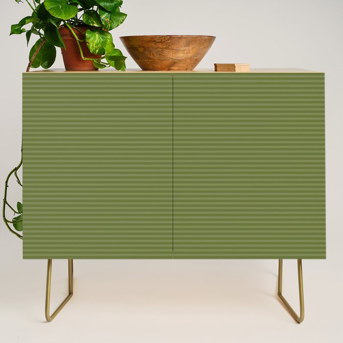 Ultra Fine Stripes Narrow Stripe Pattern in Olive Moss Green Credenza Gallery Image 1