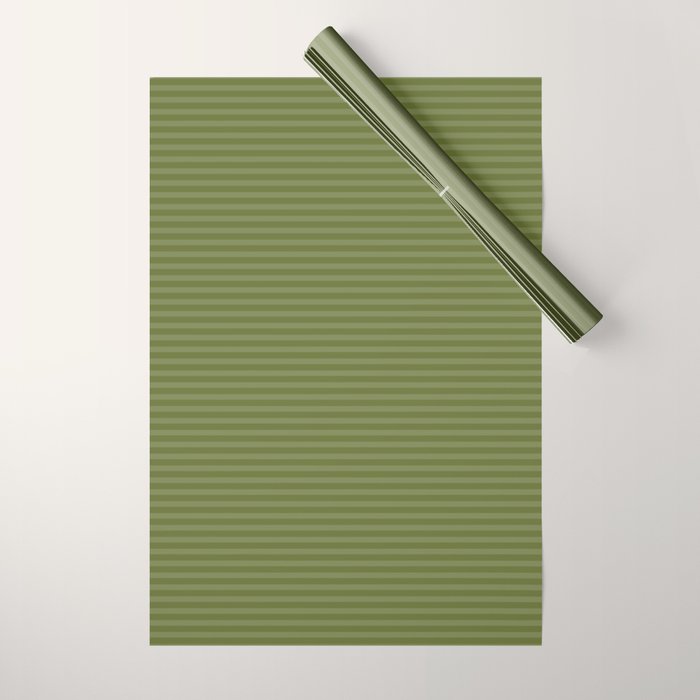 Ultra Fine Stripes Narrow Stripe Pattern in Olive Moss Green Wrapping Paper Gallery Image 1
