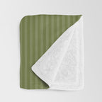 Ultra Fine Stripes Narrow Stripe Pattern in Olive Moss Green Throw Blanket Gallery Image 3