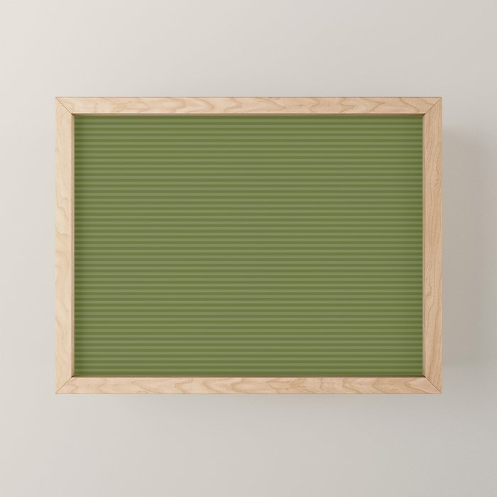 Ultra Fine Stripes Narrow Stripe Pattern in Olive Moss Green Mini Art Print Gallery Image 1
